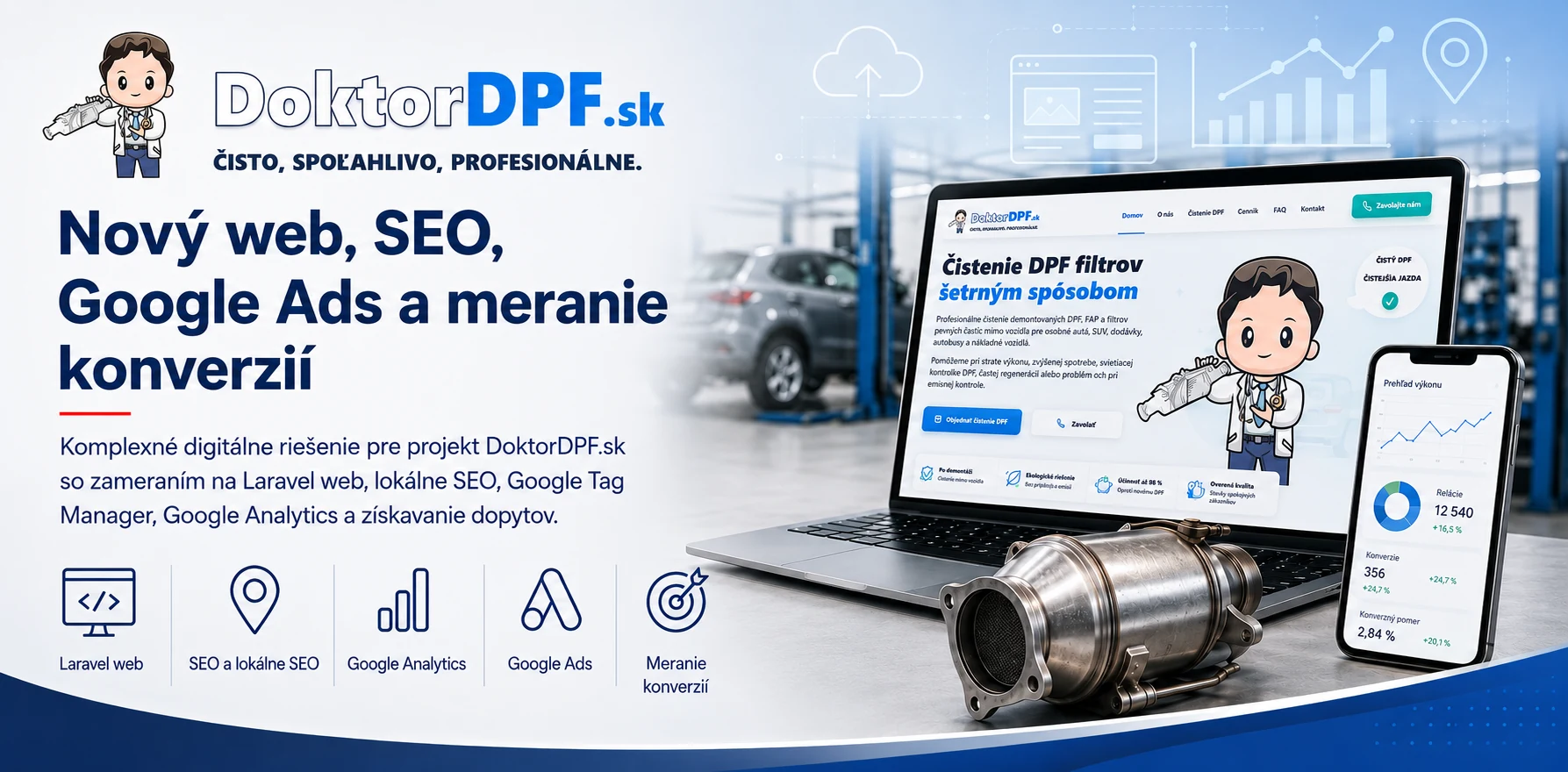 Vorschau der Referenz Website, SEO und Conversion-Tracking für DoktorDPF.sk