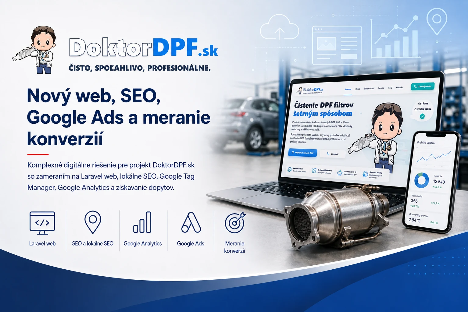 Tvorba webu DoktorDPF.sk, SEO a meranie konverzií
