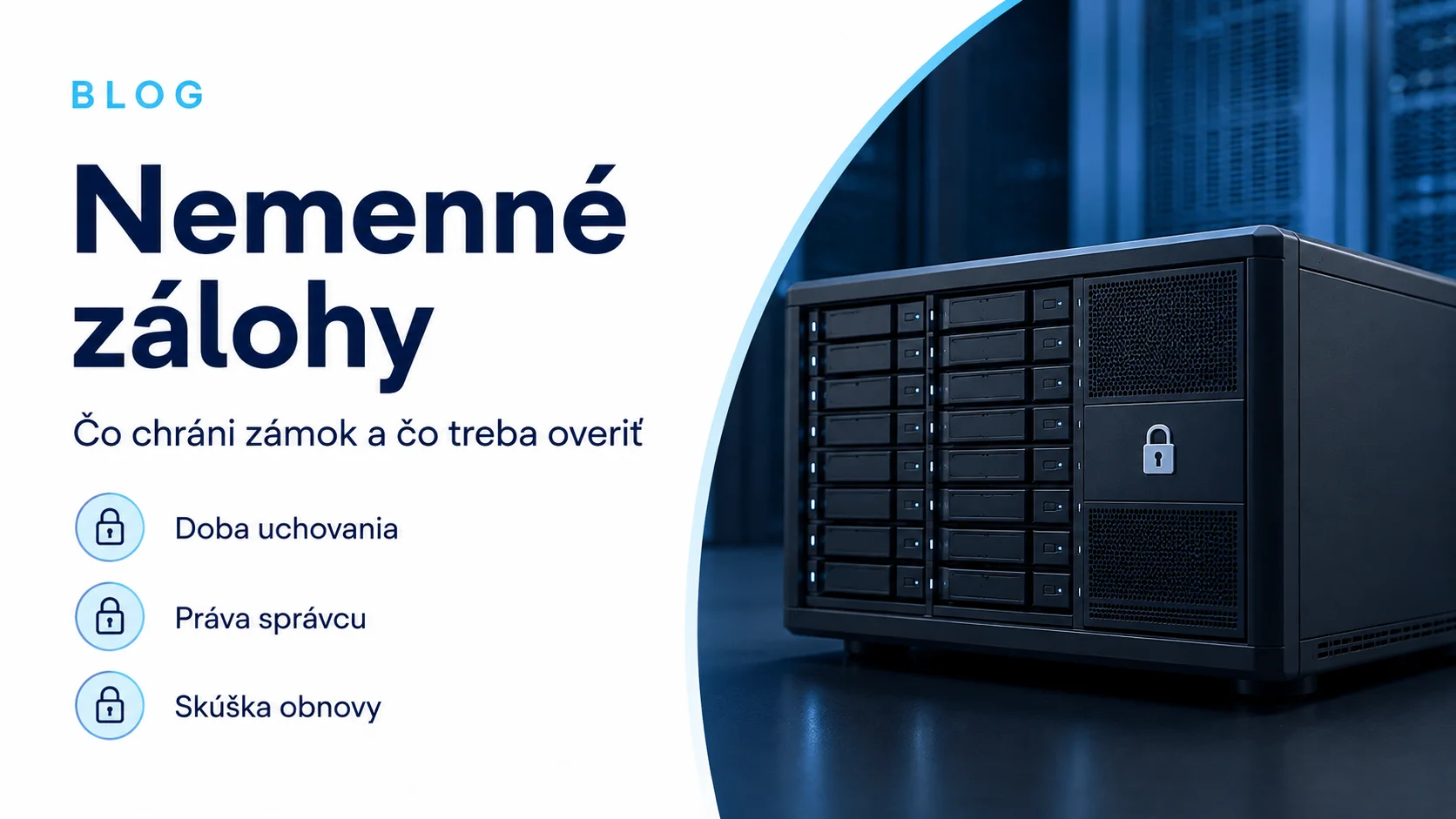 Editorial cover with Slovak text, backup storage and a lock symbol.